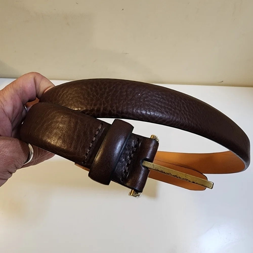 LAND'S END men's Brown Cow Leather Belt size 40
